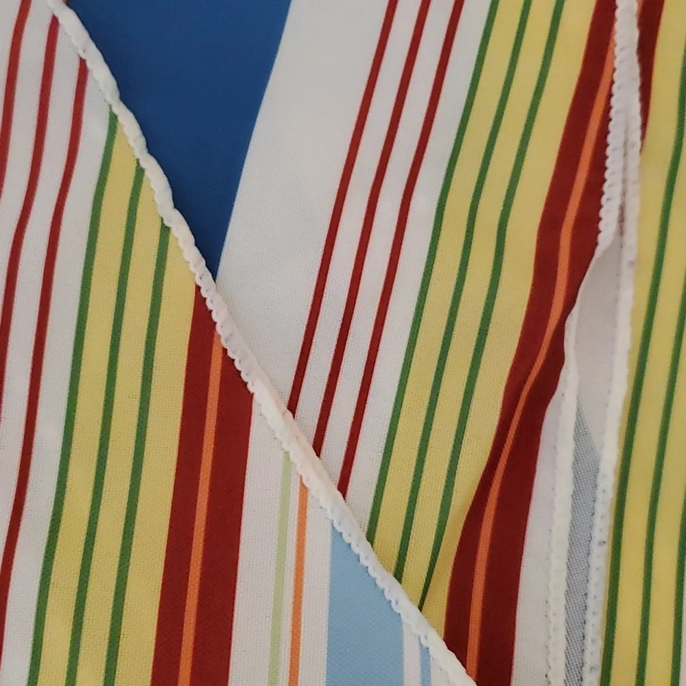 Navy Red White Stripe Tablecloth